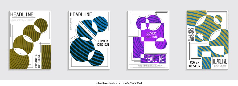 Minimal covers design. Geometric halftone gradients. Eps10 vector.