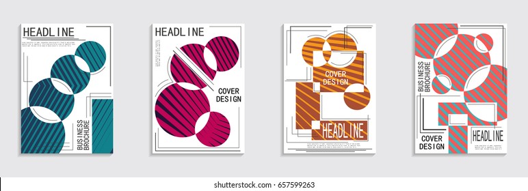 Minimal covers design. Geometric halftone gradients. Eps10 vector.
