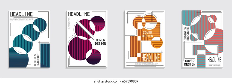 Minimal covers design. Geometric halftone gradients. Eps10 vector.