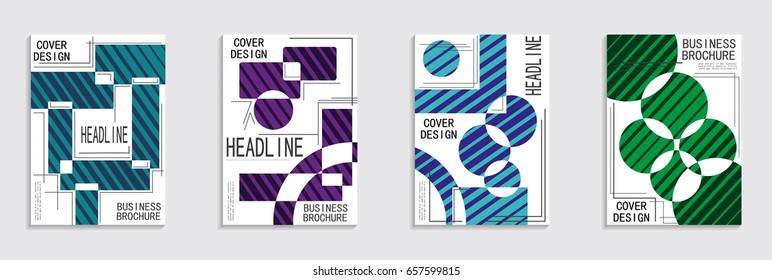 Minimal covers design. Geometric halftone gradients. Eps10 vector.