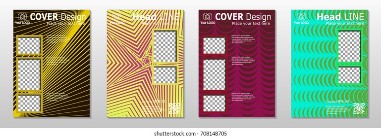 Minimal covers design. Geometric halftone gradients. Eps10 vector.