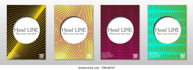Minimal covers design. Geometric halftone gradients. Eps10 vector.