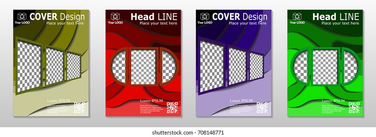 Minimal covers design. Geometric halftone gradients. Eps10 vector.