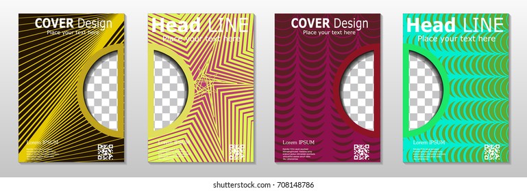 Minimal covers design. Geometric halftone gradients. Eps10 vector.