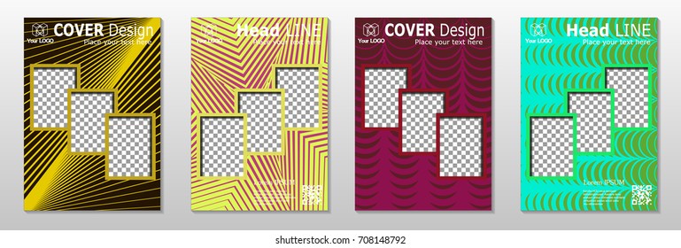 Minimal covers design. Geometric halftone gradients. Eps10 vector.