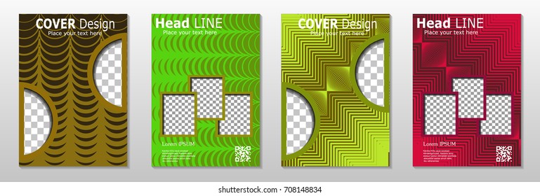 Minimal covers design. Geometric halftone gradients. Eps10 vector.