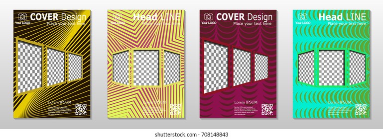 Minimal covers design. Geometric halftone gradients. Eps10 vector.