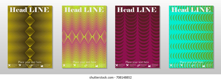 Minimal covers design. Geometric halftone gradients. Eps10 vector.