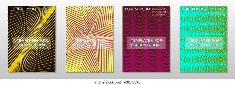 Minimal covers design. Geometric halftone gradients. Eps10 vector.
