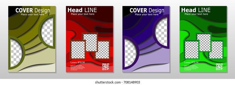 Minimal covers design. Geometric halftone gradients. Eps10 vector.