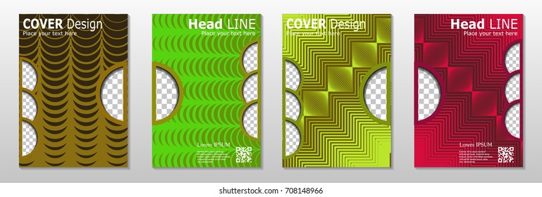 Minimal covers design. Geometric halftone gradients. Eps10 vector.