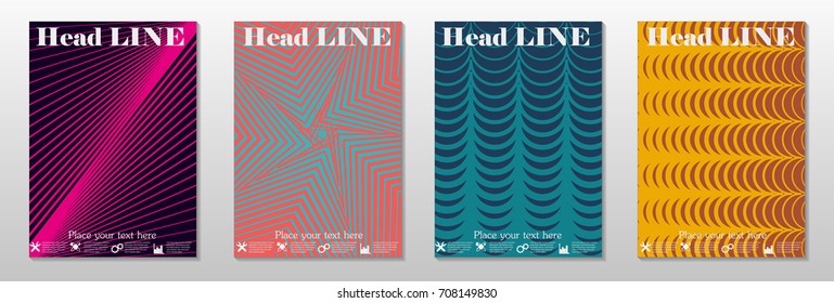 Minimal covers design. Geometric halftone gradients. Eps10 vector.
