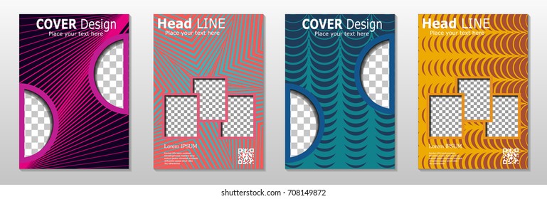 Minimal covers design. Geometric halftone gradients. Eps10 vector.