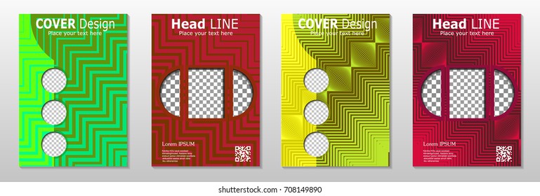 Minimal covers design. Geometric halftone gradients. Eps10 vector.