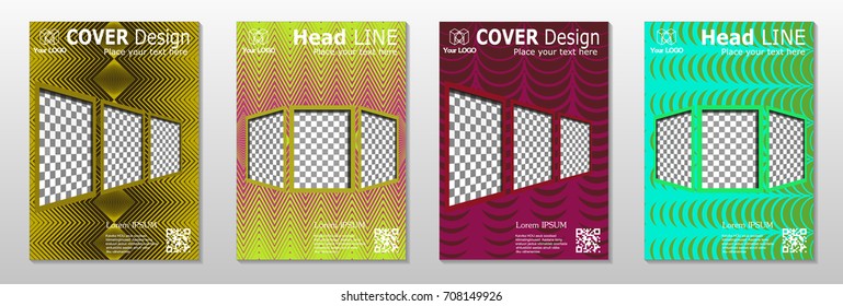 Minimal covers design. Geometric halftone gradients. Eps10 vector.