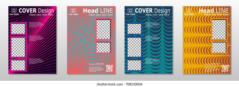 Minimal covers design. Geometric halftone gradients. Eps10 vector.