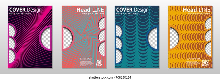 Minimal covers design. Geometric halftone gradients. Eps10 vector.
