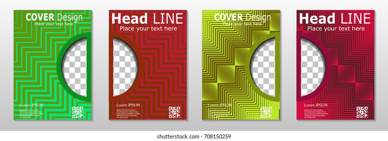 Minimal covers design. Geometric halftone gradients. Eps10 vector.