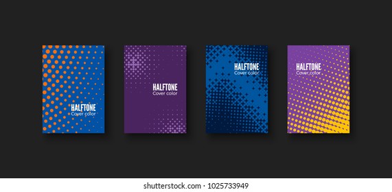 Minimal covers design. Geometric patterns set. Minimalistic identity template. Colorful halftone gradients. Vector illustration