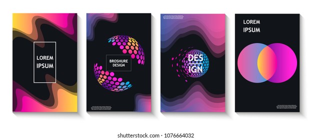 Minimal covers design, gradients, spheres, lines, shapes. Tech, futuristic banner, future template, abstract flyer, poster, trendy minimalist brochure. Vector geometric illustration