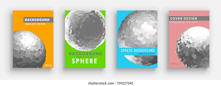 Minimal covers design. Gray 3d ball on colorful background. Eps10 vector