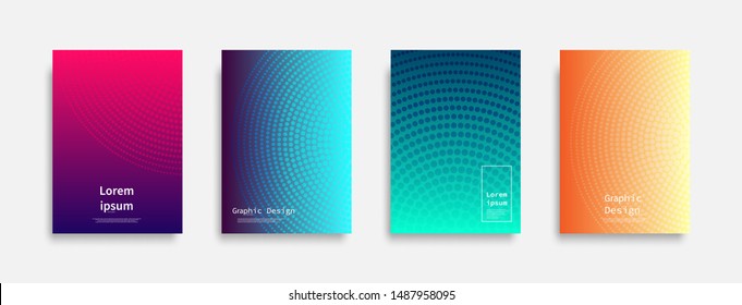 Minimal covers design. Halftone dots colorful design. Future geometric patterns. Eps10 vector.