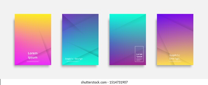 Minimal covers design. Halftone dots colorful design. Future geometric patterns. Eps10 vector.