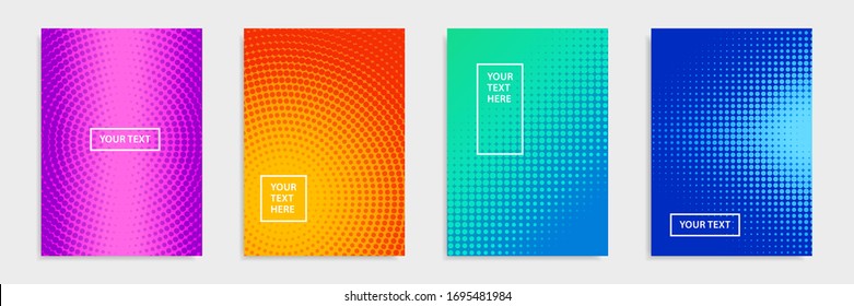 Minimal covers design. Halftone dots colorful design. Future geometric patterns. Eps10 vector