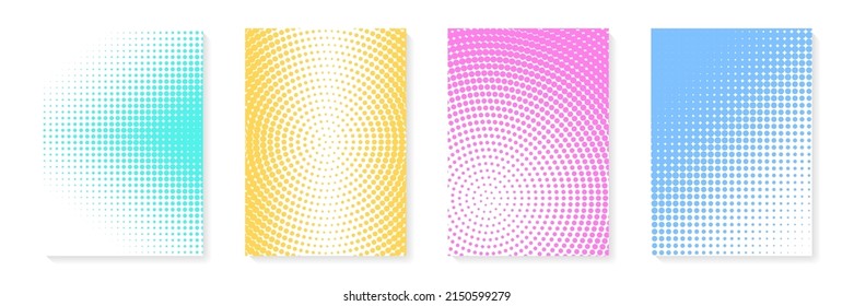 Minimal covers design. Halftone dots colorful design. Future geometric patterns. Eps10 vector