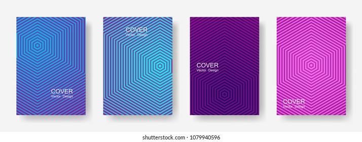 Minimal covers design with hexagon lines. Geometric halftone gradients.  Flyers Eps10 vector. Future geometric patterns with hexagon shape. Halftone lines texture backgrounds design.