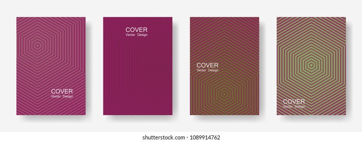 Minimal covers design with hexagon lines. Geometric halftone gradients.  Striped Eps10 vector. Future geometric patterns with hexagons. Halftone lines texture backgrounds design.