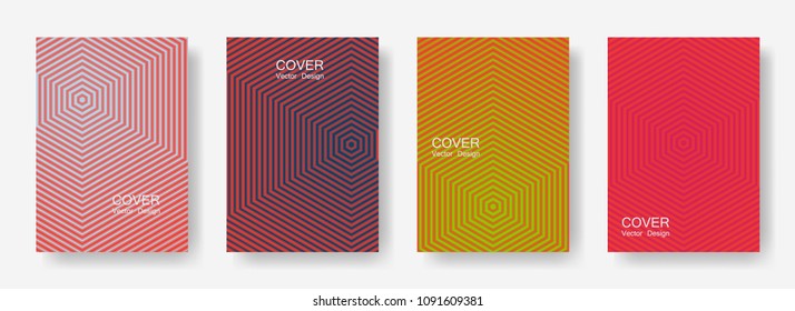 Minimal covers design with hexagon lines. Geometric halftone gradients.  Indie Eps10 vector. Future geometric patterns with hexagons. Halftone lines texture backgrounds design.