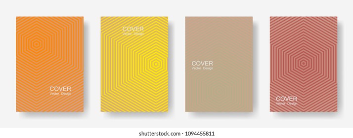 Minimal covers design with hexagon lines. Geometric halftone gradients.  Advertising Future geometric patterns with hexagons. Halftone lines texture backgrounds.