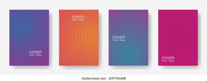 Minimal covers design with hexagon lines. Geometric halftone gradients.  Vivid Eps10 vector. Future geometric patterns with hexagon shape. Halftone lines texture backgrounds design.