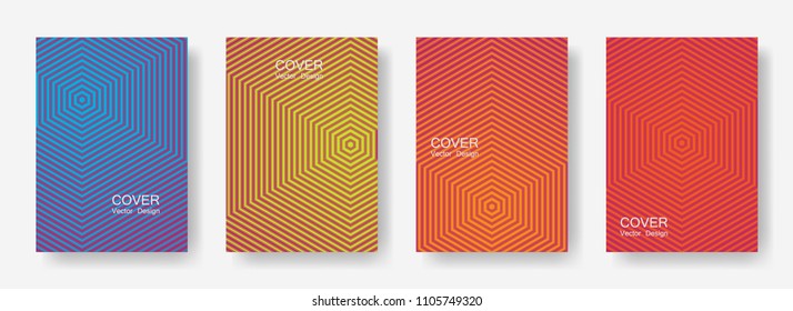 Minimal covers design with hexagon lines. Geometric halftone gradients.  Digital Eps10 vector. Future geometric patterns with hexagons. Halftone lines texture backgrounds.