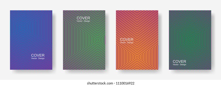 Minimal covers design with hexagon lines. Geometric halftone gradients.  Booklets Eps10 vector. Future geometric patterns with hexagons. Halftone lines texture backgrounds design.