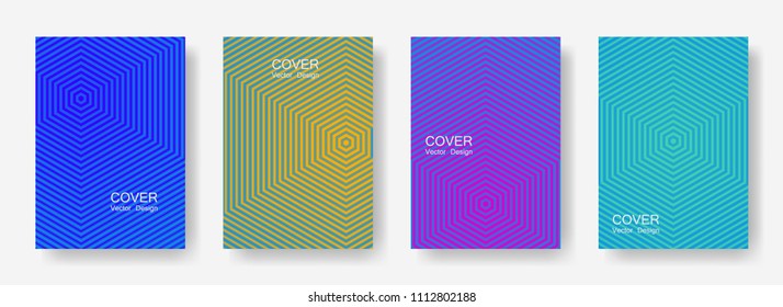 Minimal covers design with hexagon lines. Geometric halftone gradients.  Corporate Eps10 vector. Future geometric patterns with hexagon shape. Halftone lines texture backgrounds design.