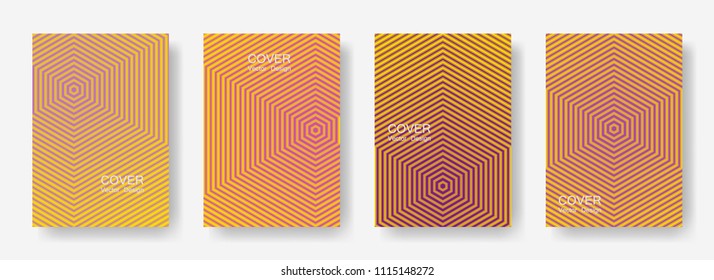 Minimal covers design with hexagon lines. Geometric halftone gradients.  Business Eps10 vector. Future geometric patterns with hexagons. Halftone lines texture backgrounds design.