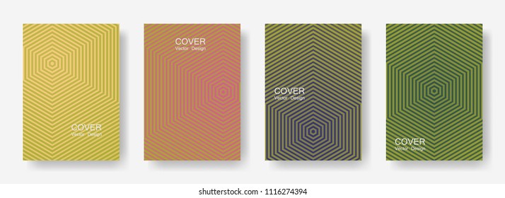 Minimal covers design with hexagon lines. Geometric halftone gradient backgrounds.  Dynamic Eps10 vector. Future geometric patterns with hexagon shape. Halftone lines texture backgrounds.