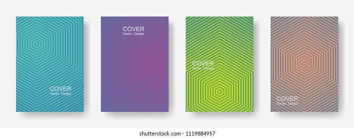 Minimal covers design with hexagon lines. Geometric halftone gradients.  Cool Eps10 vector. Future geometric patterns with hexagon shape. Halftone lines texture backgrounds design.
