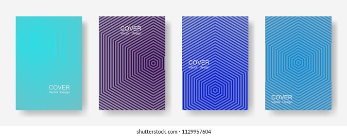 Minimal covers design with hexagon lines. Geometric halftone gradients.  Cool Eps10 vector. Future geometric patterns with hexagon shape. Halftone lines texture backgrounds design.