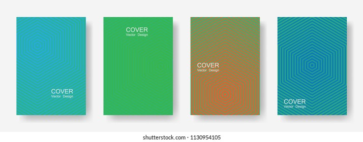 Minimal covers design with hexagon lines. Geometric halftone gradients.  Stylish Future geometric patterns with hexagons. Halftone lines texture backgrounds.