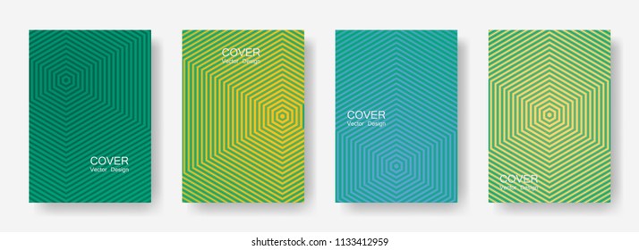 Minimal covers design with hexagon lines. Geometric halftone gradient backgrounds.  Stylish Eps10 vector. Future geometric patterns with hexagons. Halftone lines texture backgrounds.