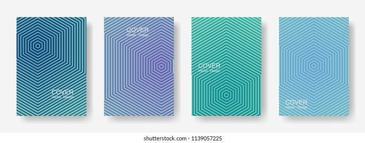 Minimal covers design with hexagon lines. Geometric halftone gradient backgrounds.  Indie Future geometric patterns with hexagons. Halftone lines texture backgrounds.