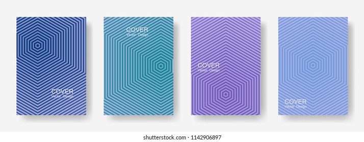 Minimal covers design with hexagon lines. Geometric halftone gradients.  Futuristic Future geometric patterns with hexagons. Halftone lines texture backgrounds.