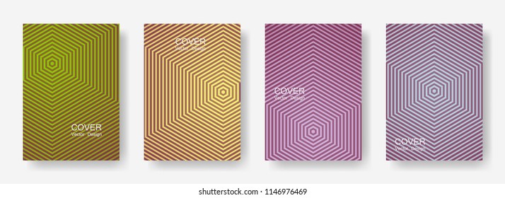 Minimal covers design with hexagon lines. Geometric halftone gradients.  Brochure Eps10 vector. Future geometric patterns with hexagons. Halftone lines texture backgrounds.