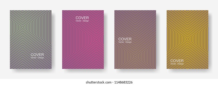 Minimal covers design with hexagon lines. Geometric halftone gradient backgrounds.  Digital Future geometric patterns with hexagons. Halftone lines texture backgrounds.