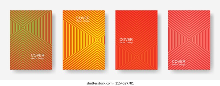 Minimal covers design with hexagon lines. Geometric halftone gradients.  Laconic Eps10 vector. Future geometric patterns with hexagons. Halftone lines texture backgrounds design.