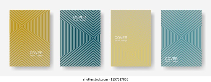 Minimal covers design with hexagon lines. Geometric halftone gradients.  Laconic Eps10 vector. Future geometric patterns with hexagon shape. Halftone lines texture backgrounds design.