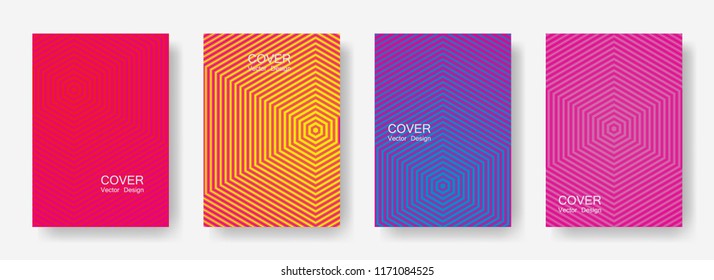 Minimal covers design with hexagon lines. Geometric halftone gradient backgrounds.  Cool Eps10 vector. Future geometric patterns with hexagon shape. Halftone lines texture backgrounds design.